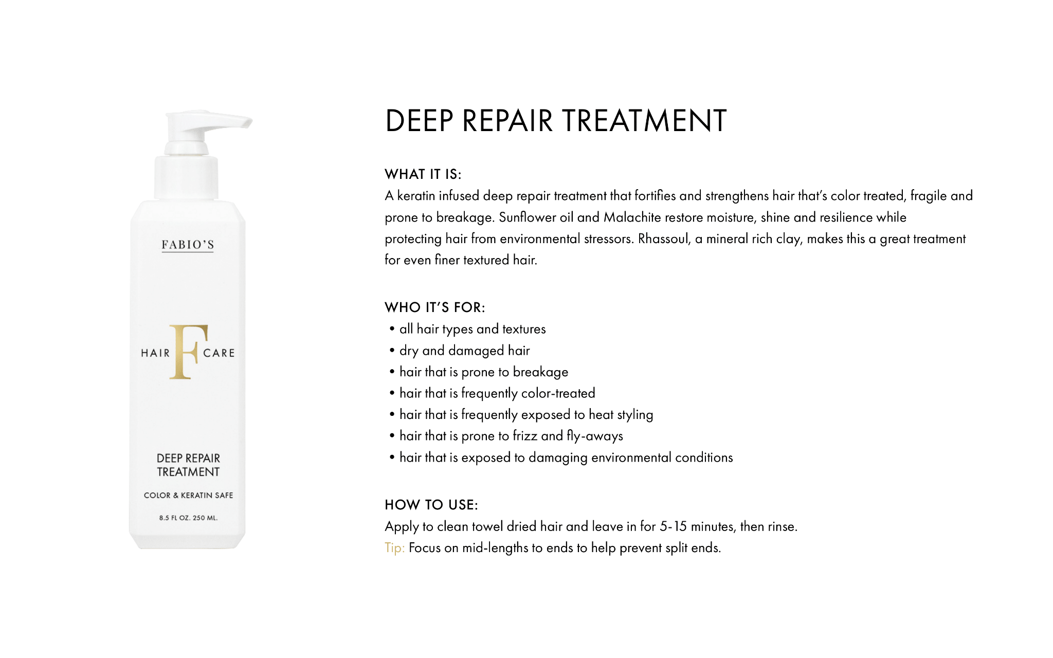 Fabio's Haircare Deep Repair Treatment